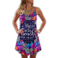All She Does Is Beach – Women's Summer Sleeveless V-Neck Camisole Dress