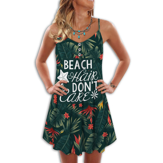 Beach Hair Dont Care – Women's Summer Sleeveless V-Neck Camisole Dress
