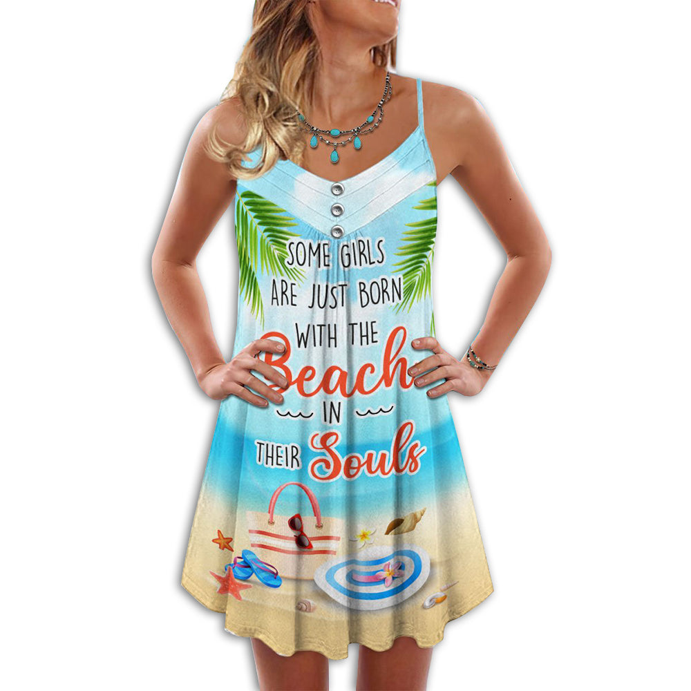 Born For The Beach – Women's Summer Sleeveless V-Neck Camisole Dress
