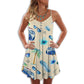 Beach Vibes Palm And Sunglasses – Women's Summer Sleeveless V-Neck Camisole Dress