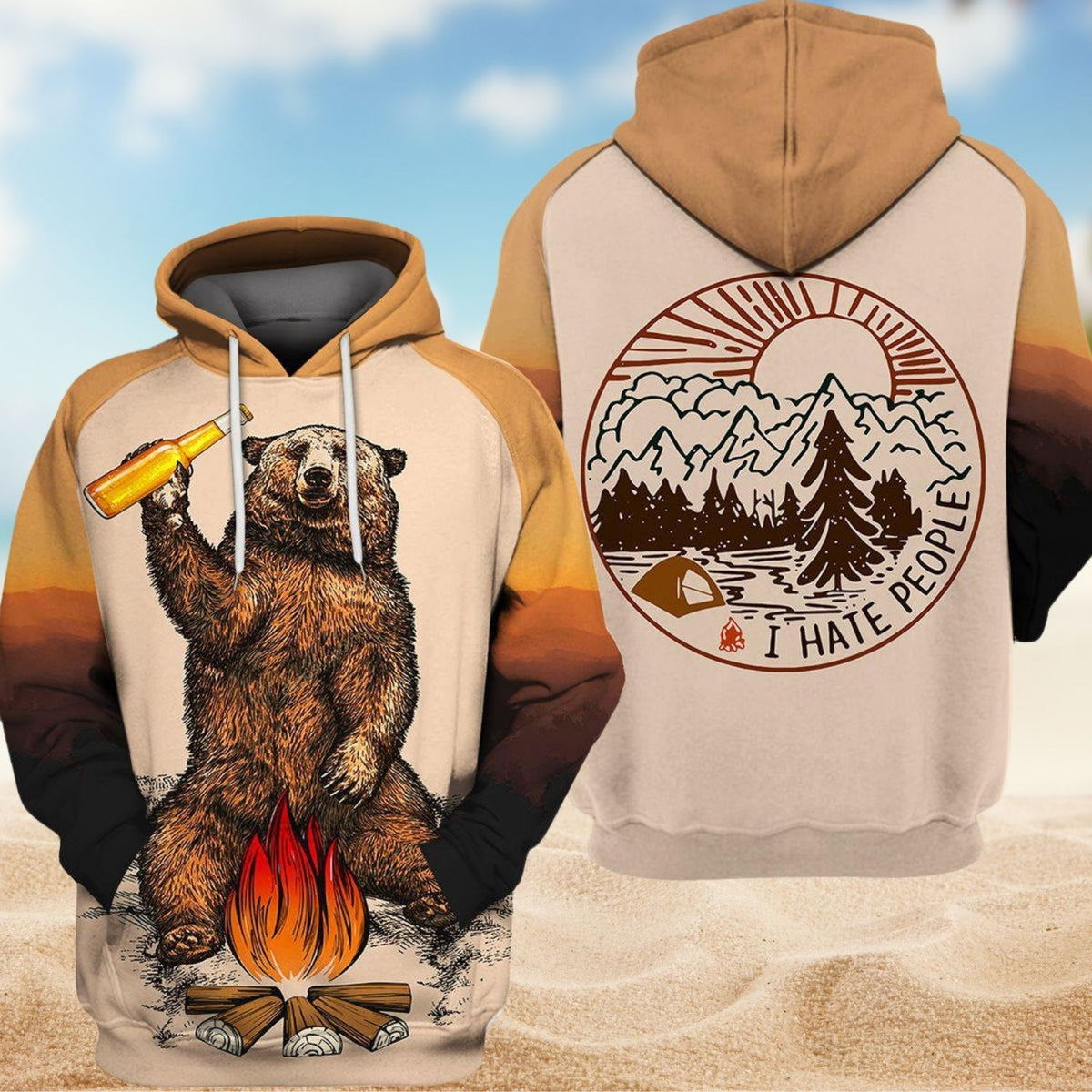 Bear Dont Care Quote Art - 3D Hoodie