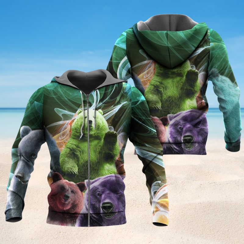 Bear Neon Love Light Art – 3D Hoodie