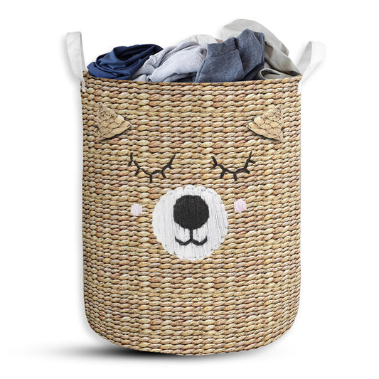 S: 17.72”x13.78” (45x35 cm) Bear Wicker - Laundry Basket - Owls Matrix LTD