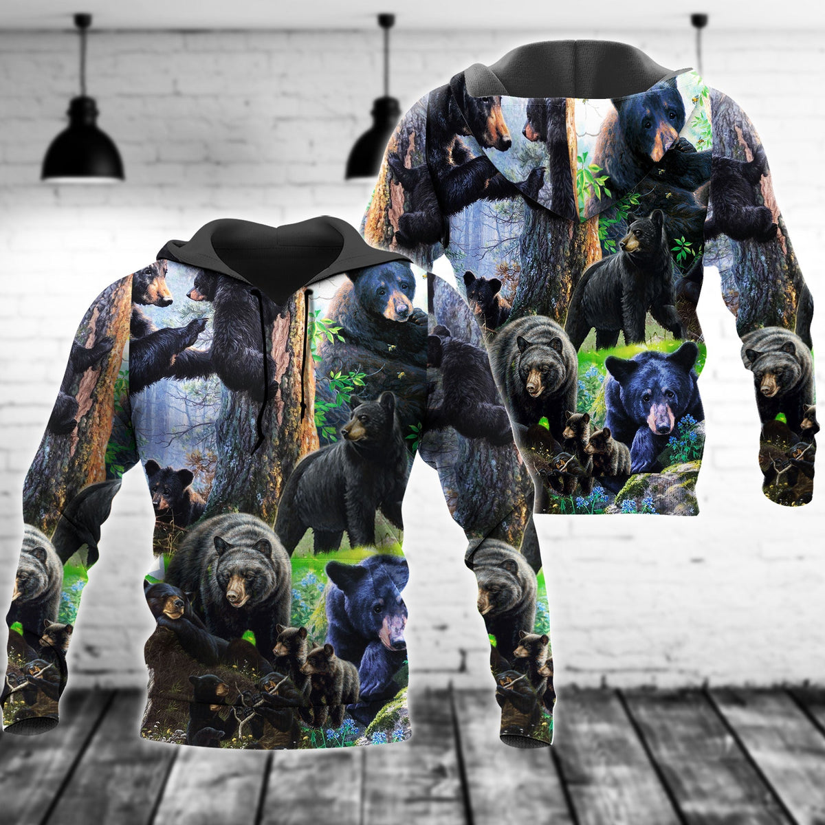 Black Bear Family Spring - 3D Hoodie