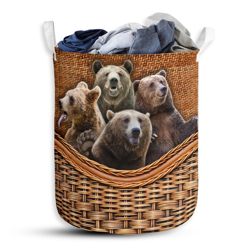 Bear Rattan Teaxture Four Bears - Laundry Basket
