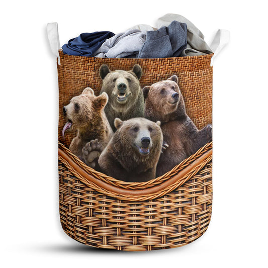 Bear Rattan Teaxture Four Bears - Laundry Basket