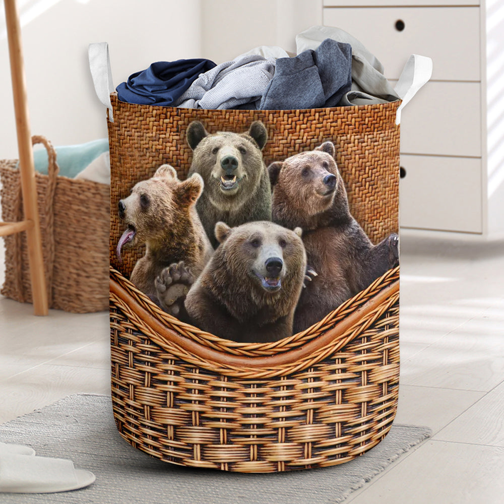 Bear Rattan Teaxture Four Bears - Laundry Basket