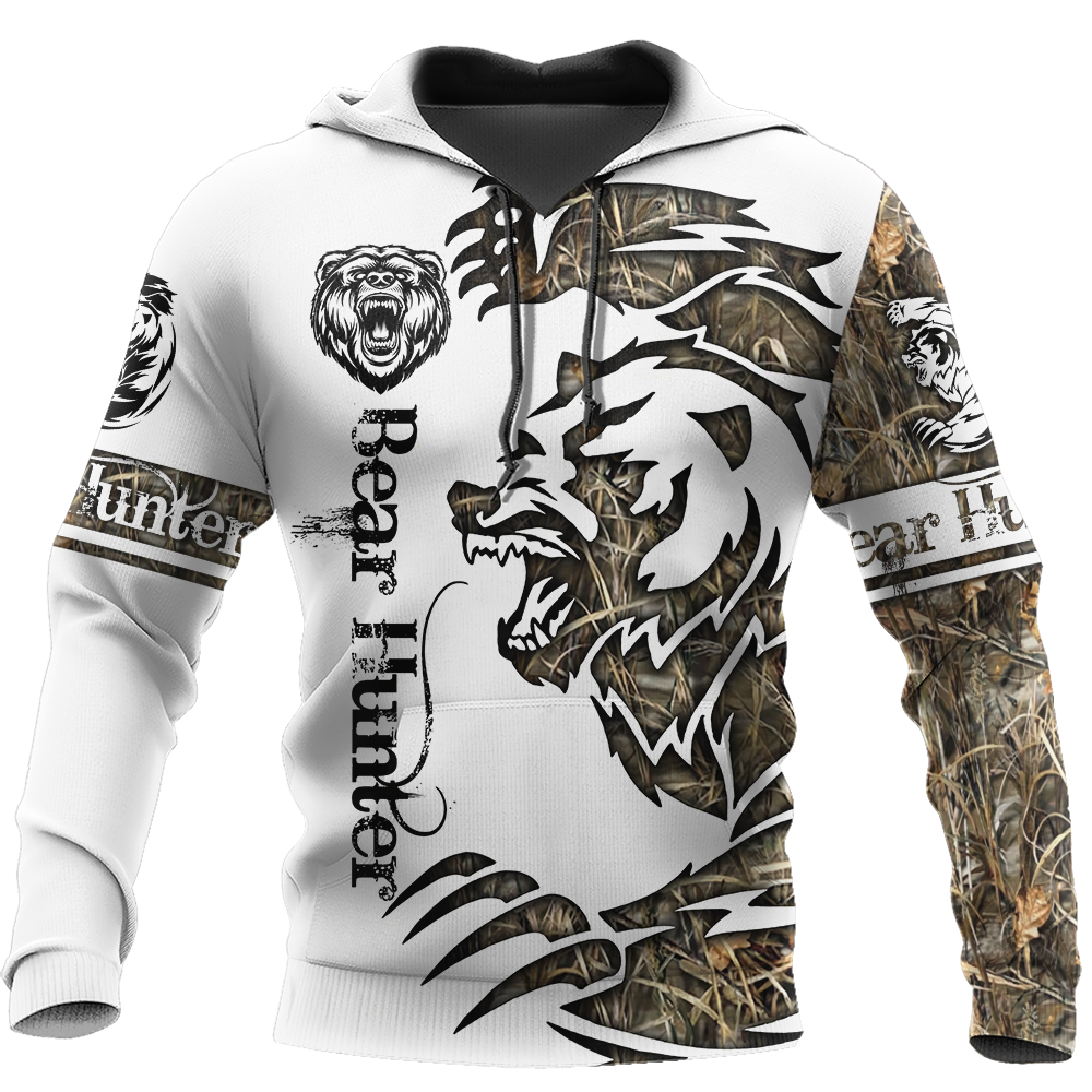 Elk Hunting Half Camo Forest Art – 3D Hoodie