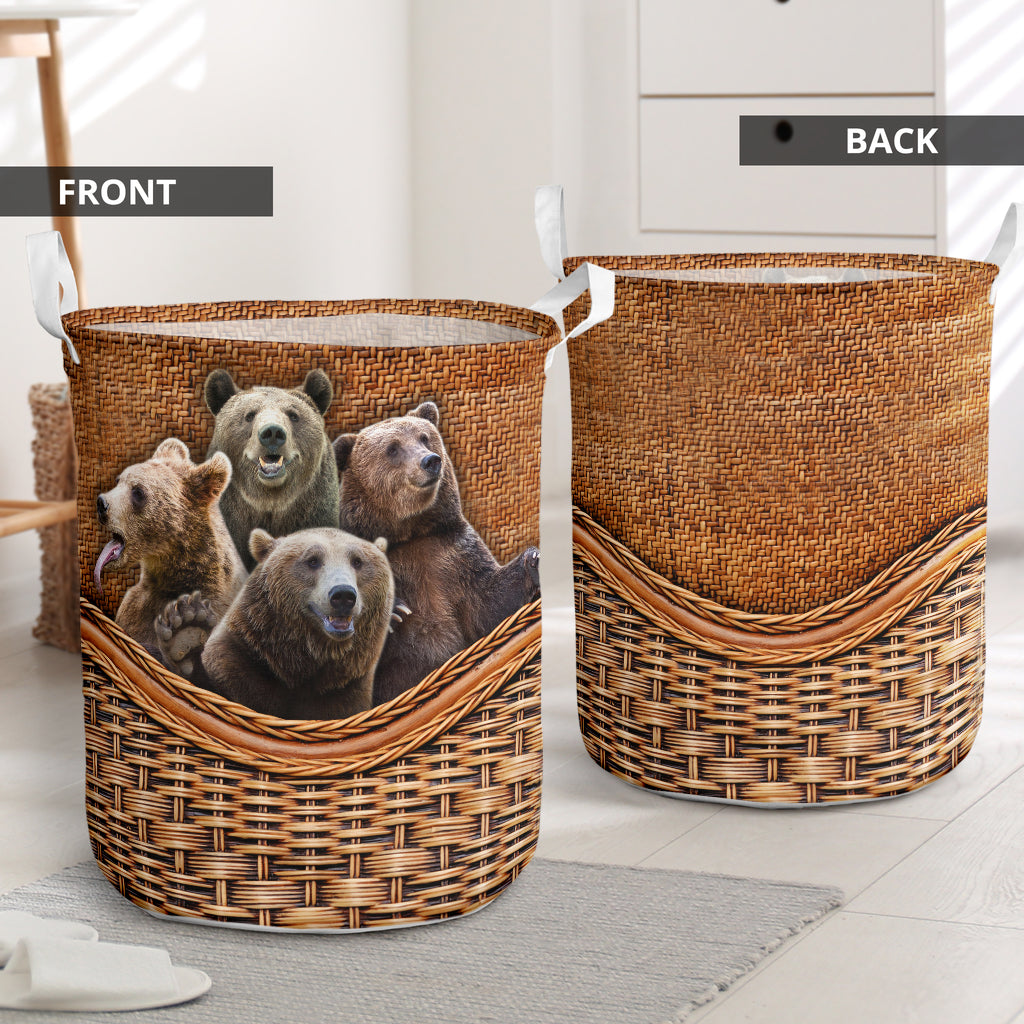 Bears rattan teaxture 2 - Laundry basket-Owls Matrix