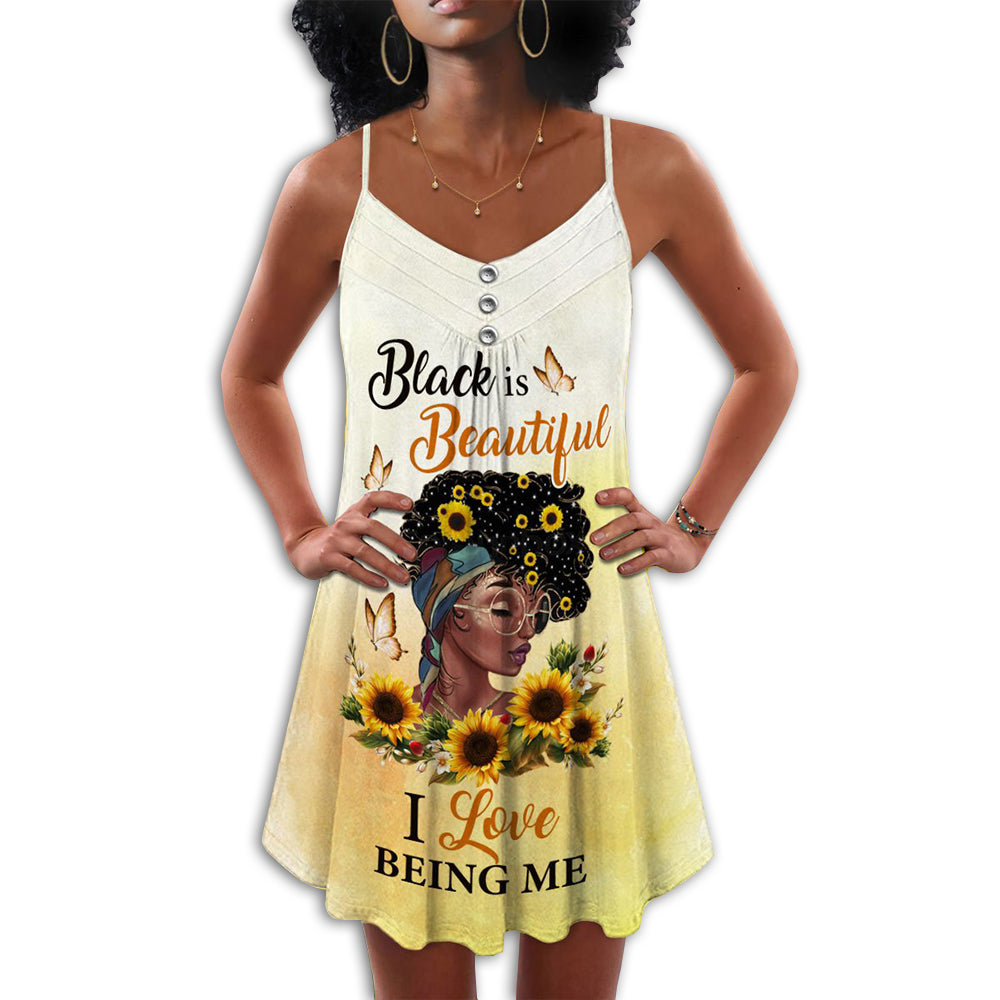 Beautiful Black Women Self Love – Women's Summer Sleeveless V-Neck Camisole Dress