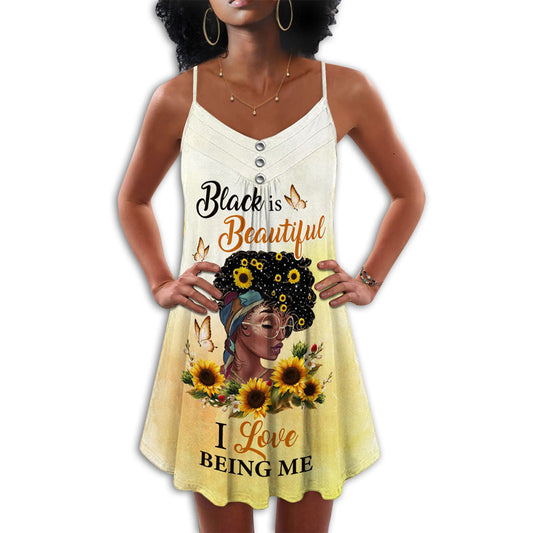 Beautiful Black Women Self Love – Women's Summer Sleeveless V-Neck Camisole Dress