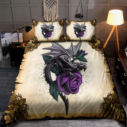 Dragon Rose Fantasy Bedding Cover For Fantasy Bedroom Decor