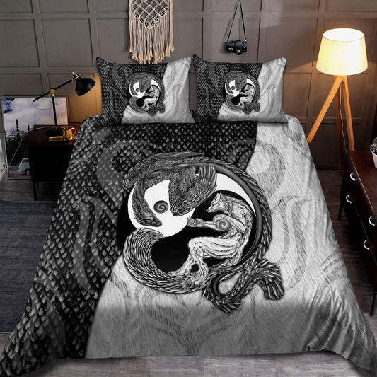 Dragon And Wolf Fantasy Bedding Cover For Fantasy Bedroom Decor