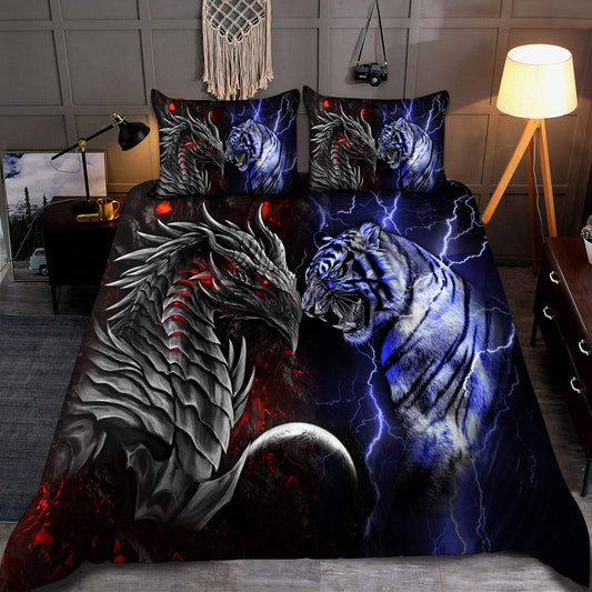 Dragon And Tiger Battle Bedding Cover For Fantasy Bedroom Decor