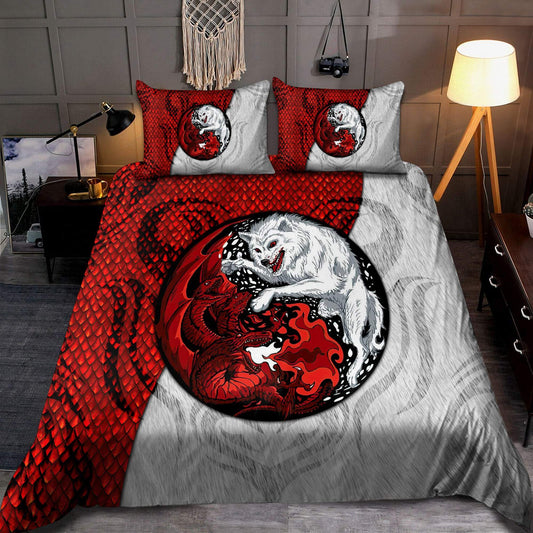 Dragon And Wolf Fantasy Bedding Cover For Fantasy Bedroom Decor