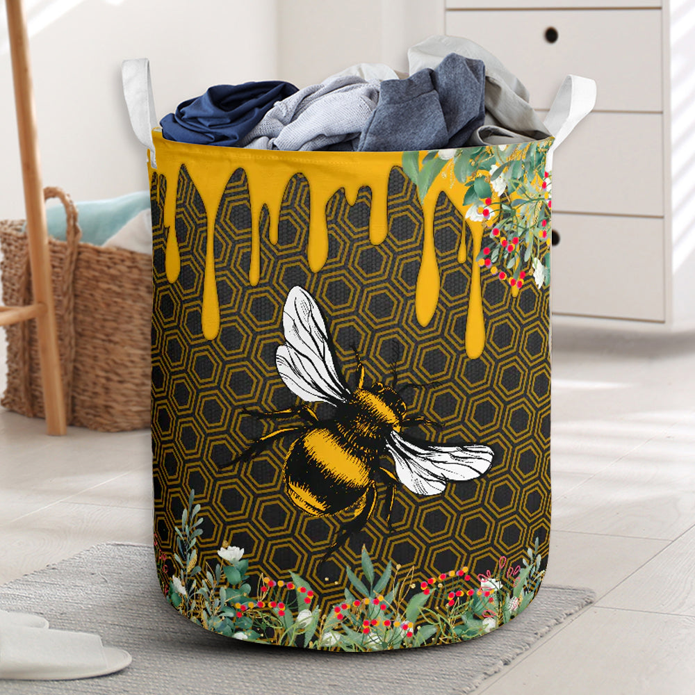 Bee Flower Honey Basic Style - Laundry Basket - Owls Matrix LTD