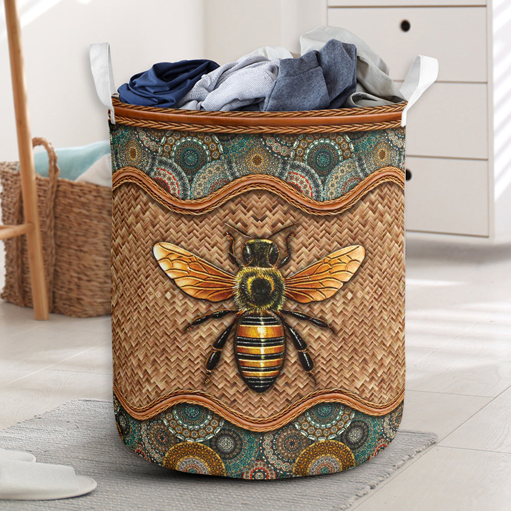 Bee Rattan Mandala Classic - Laundry Basket - Owls Matrix LTD