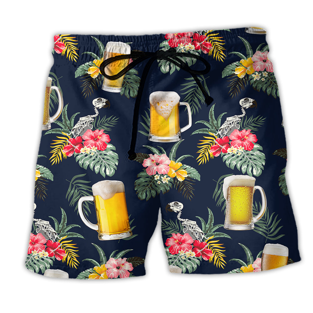 Beer For Happy Life Tropical Floral – Beach Short