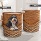 Bernedoodle Dog Rattan Teaxture - Laundry Basket - Owls Matrix LTD