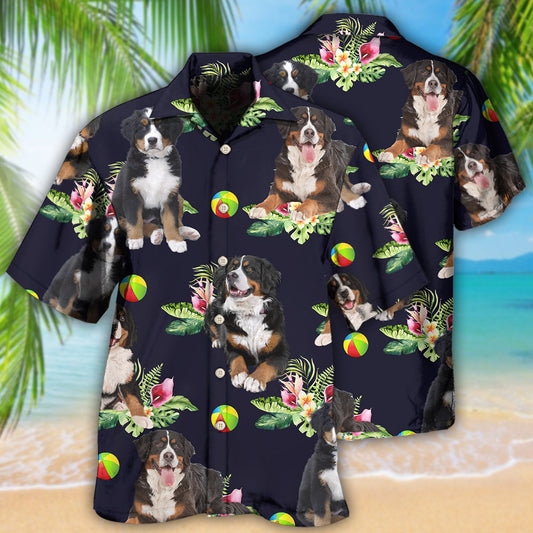 Bernese Mountain Dog Tropical Floral Style – Hawaiian Shirt