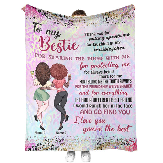 Bestie Love Beautiful Personalized 50 x 60 Inch Flannel Blanket For Cozy Bedroom And Sofa Decor