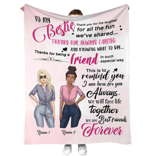 Bestie To My Bestie Personalized 50 x 60 Inch Flannel Blanket For Cozy Bedroom And Sofa Decor