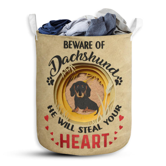 Beware Of Dachshund Paper - Laundry Basket - Owls Matrix LTD