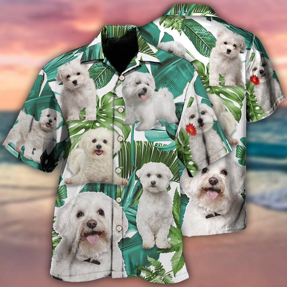 Bichon Frise Dog Tropical Leaf Style – Hawaiian Shirt