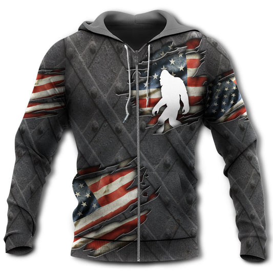 Bigfoot American Flag Humor - 3D Hoodie