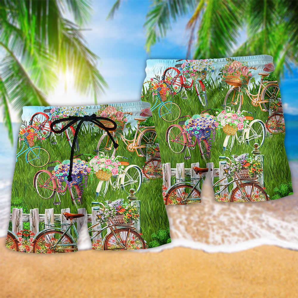 Floral Bicycle Love Art – Beach Short