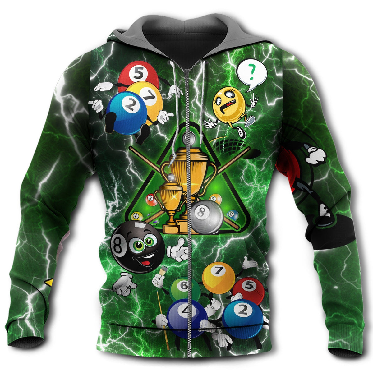 Billiards Lover Funny Lightning Style - 3D Hoodie