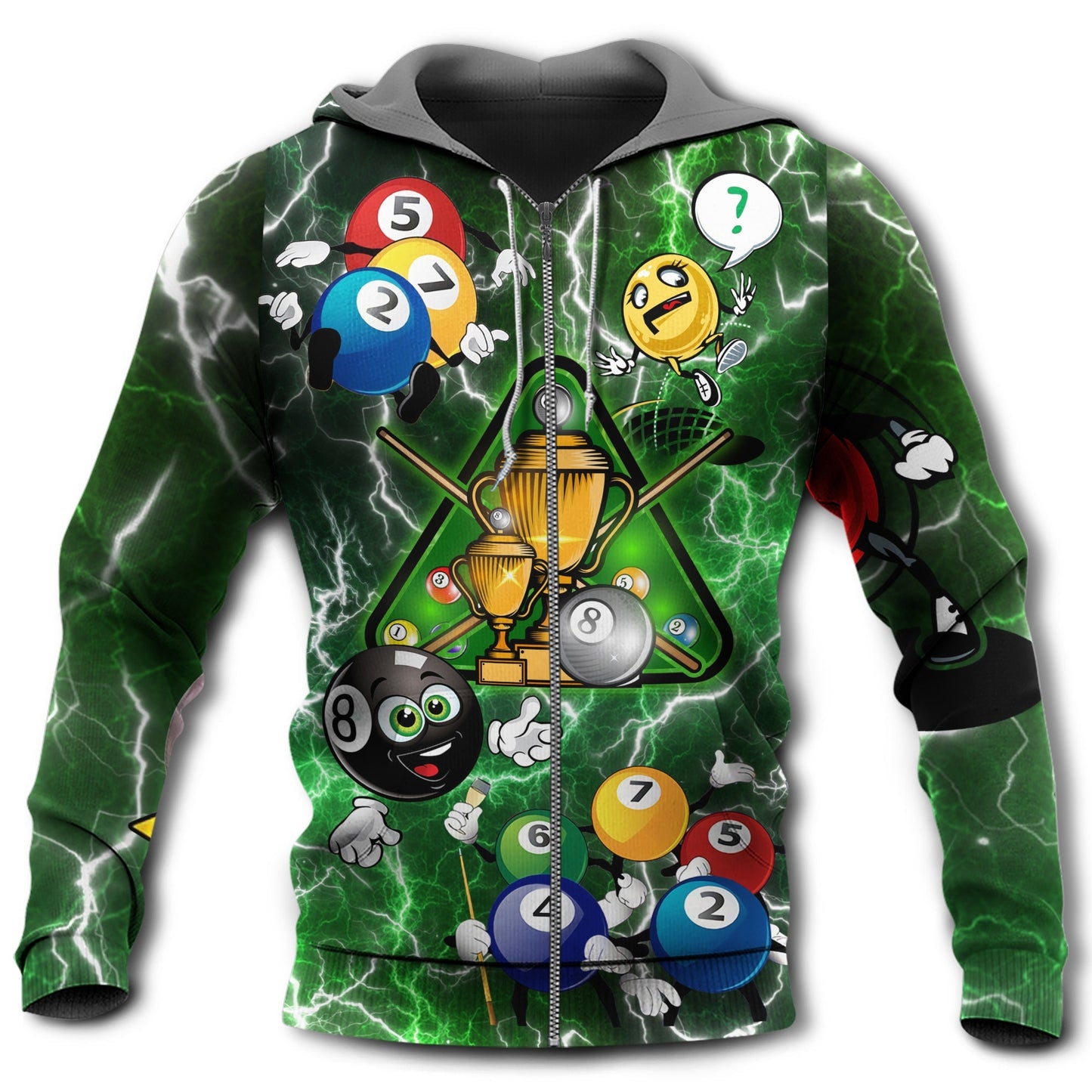 Billiards Lover Funny Lightning Style - 3D Hoodie