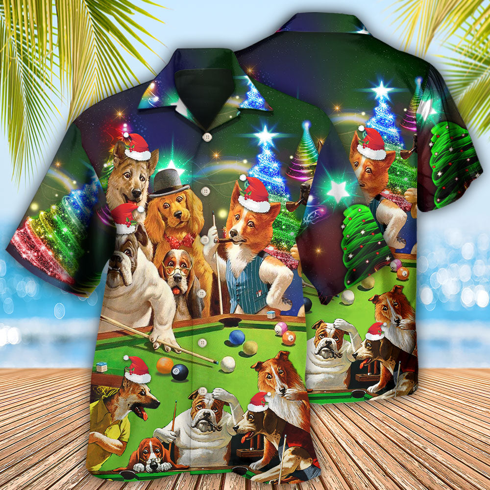 Billiard Vintage Dogs Christmas Theme - Hawaiian Shirt
