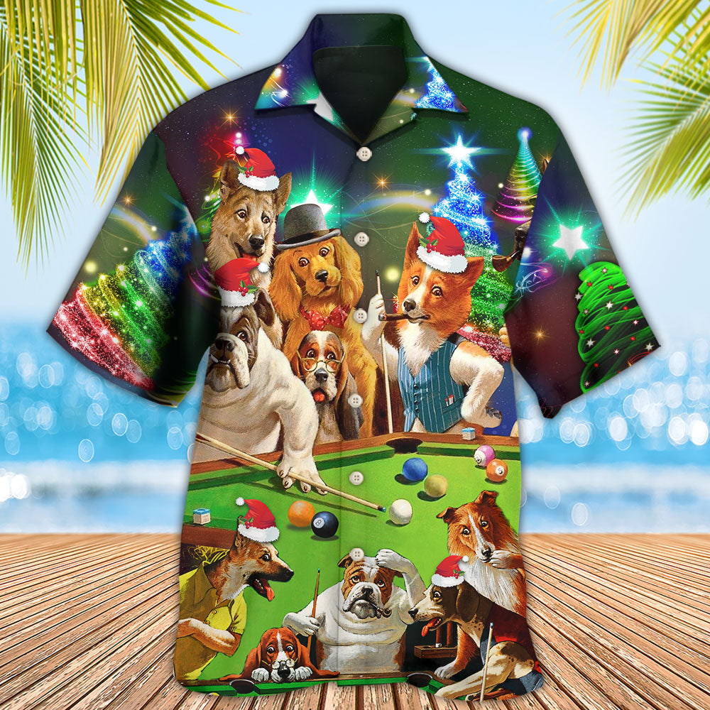 Billiard Vintage Dogs Christmas Theme - Hawaiian Shirt

