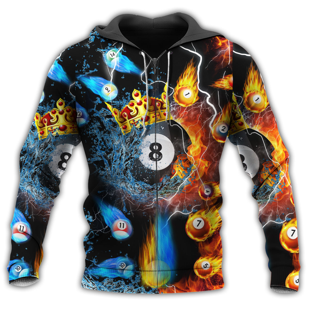 Billiard Fire Style Art – 3D Hoodie