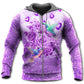 Hummingbird Purple Flower Elegant Art – 3D Hoodie