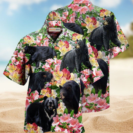 Black Bear Blossom Garden Edition – Hawaiian Shirt