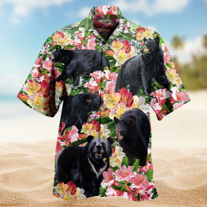 Black Bear Blossom Garden Edition – Hawaiian Shirt