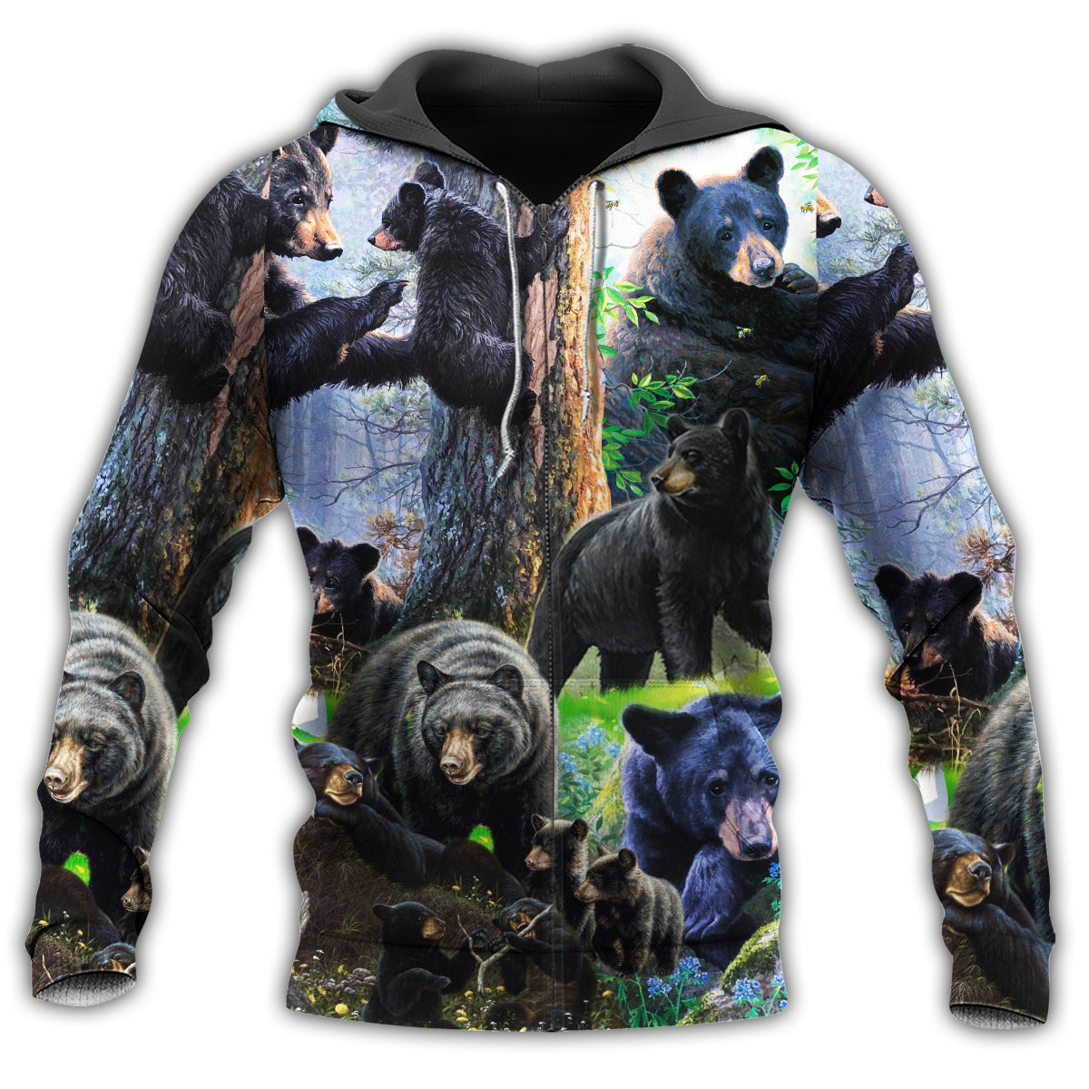 Black Bear Family Spring - 3D Hoodie