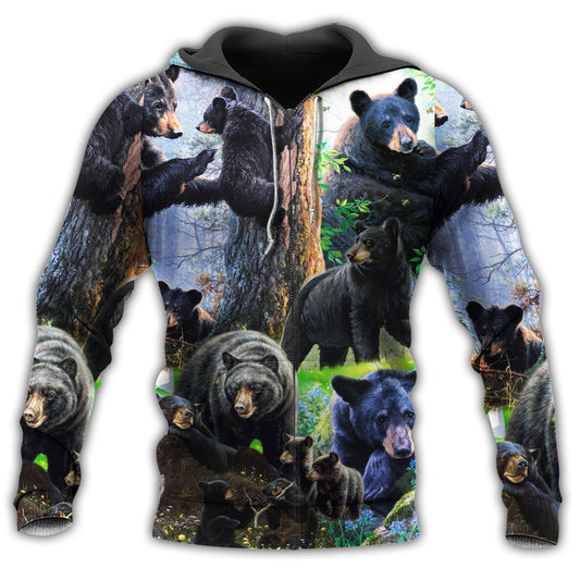 Black Bear Family Spring - 3D Hoodie
