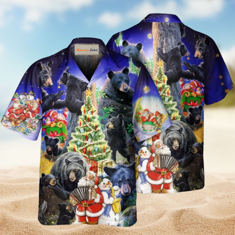 Black Bear Family Into Spring Christmas – Hawaiian Shirt