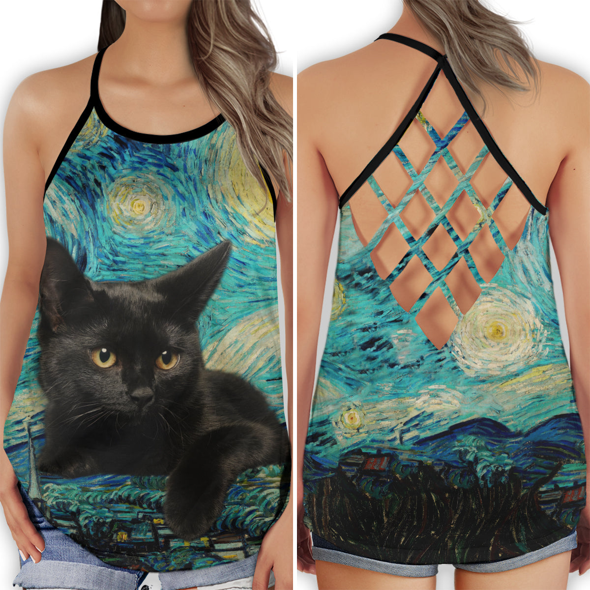 Black Cat Lover Everyday Charm - Hollow Tank Top