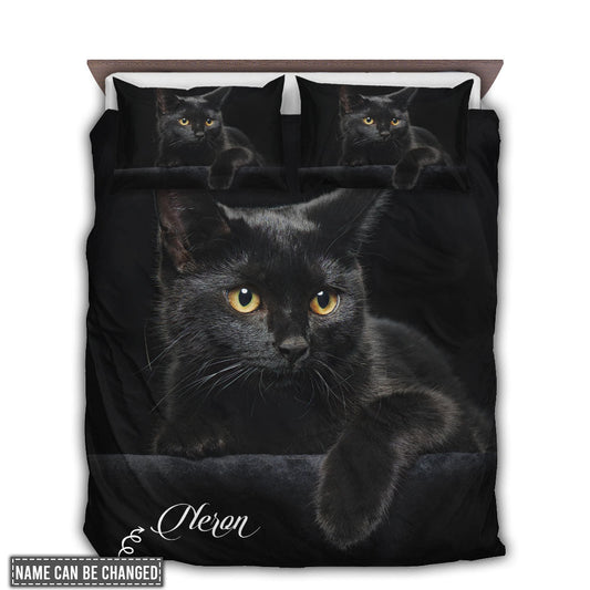 Black Cat Personalized Bedding Cover For Pet Lover Bedroom Decor