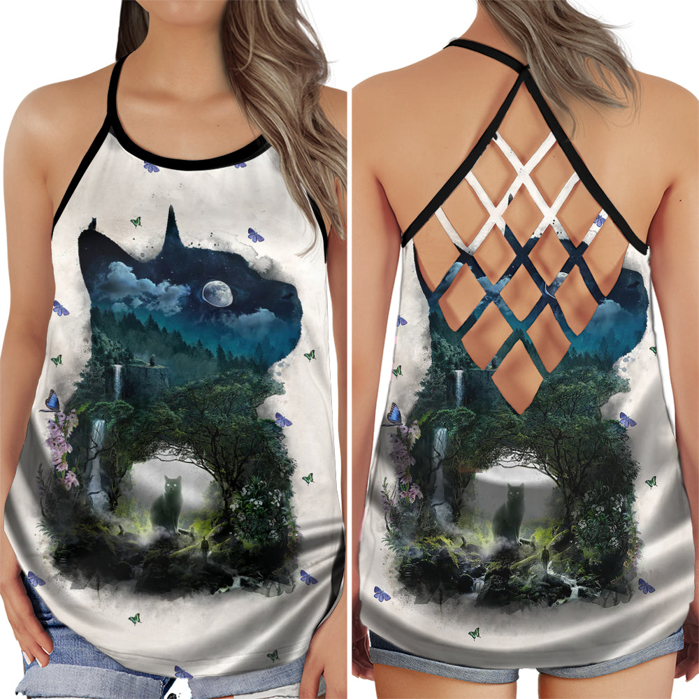 Black Cat Tree Peaceful Summer Collection – Hollow Tank Top