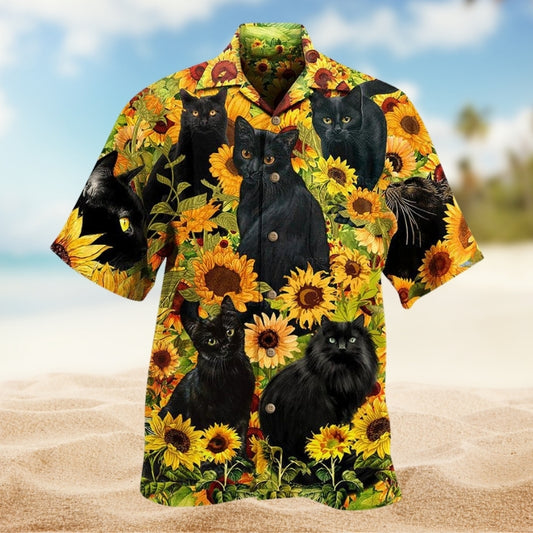 Black Cat Love Sunflower Limited Edition – Hawaiian Shirt