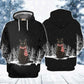 Black Cat Snow Night Art – 3D Hoodie