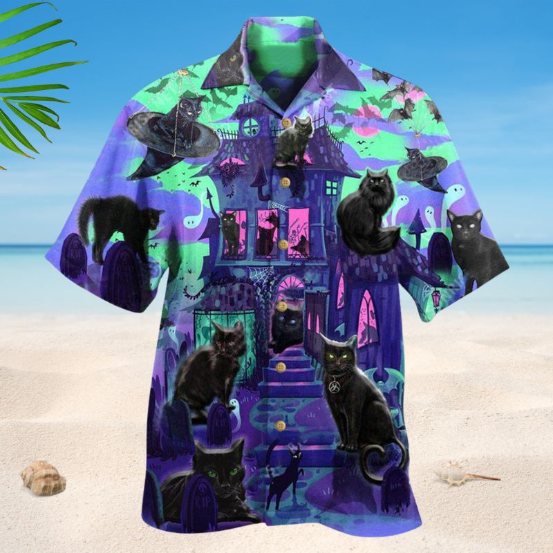 Black Cats In A Haunted House Edition – Hawaiian Shirt
