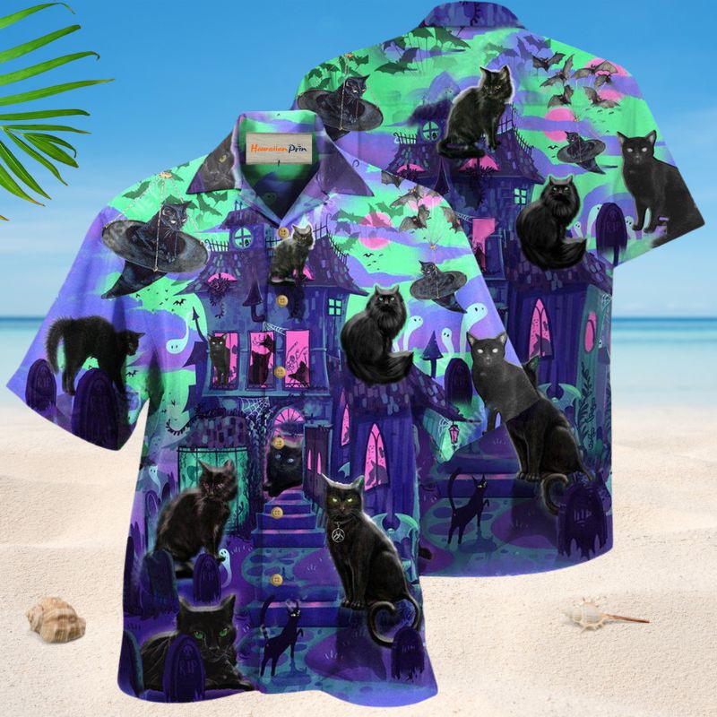 Black Cats In A Haunted House Edition – Hawaiian Shirt