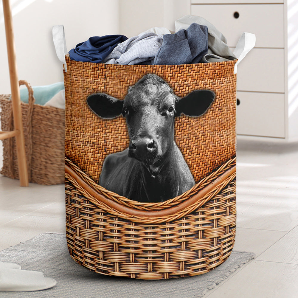Black Cow Rattan Teaxture - Laundry Basket - Owls Matrix LTD