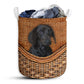 S: 17.72”x13.78” (45x35 cm) Black Dachshund Dog Rattan Teaxture - Laundry Basket - Owls Matrix LTD